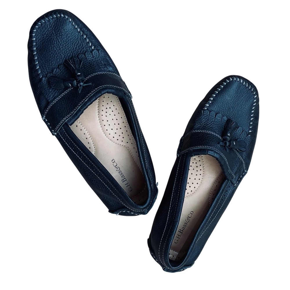 GH Bass‎ & Co Mens 10.5 M Black Leather Tassel Driving Moccasin Loafers Shoes